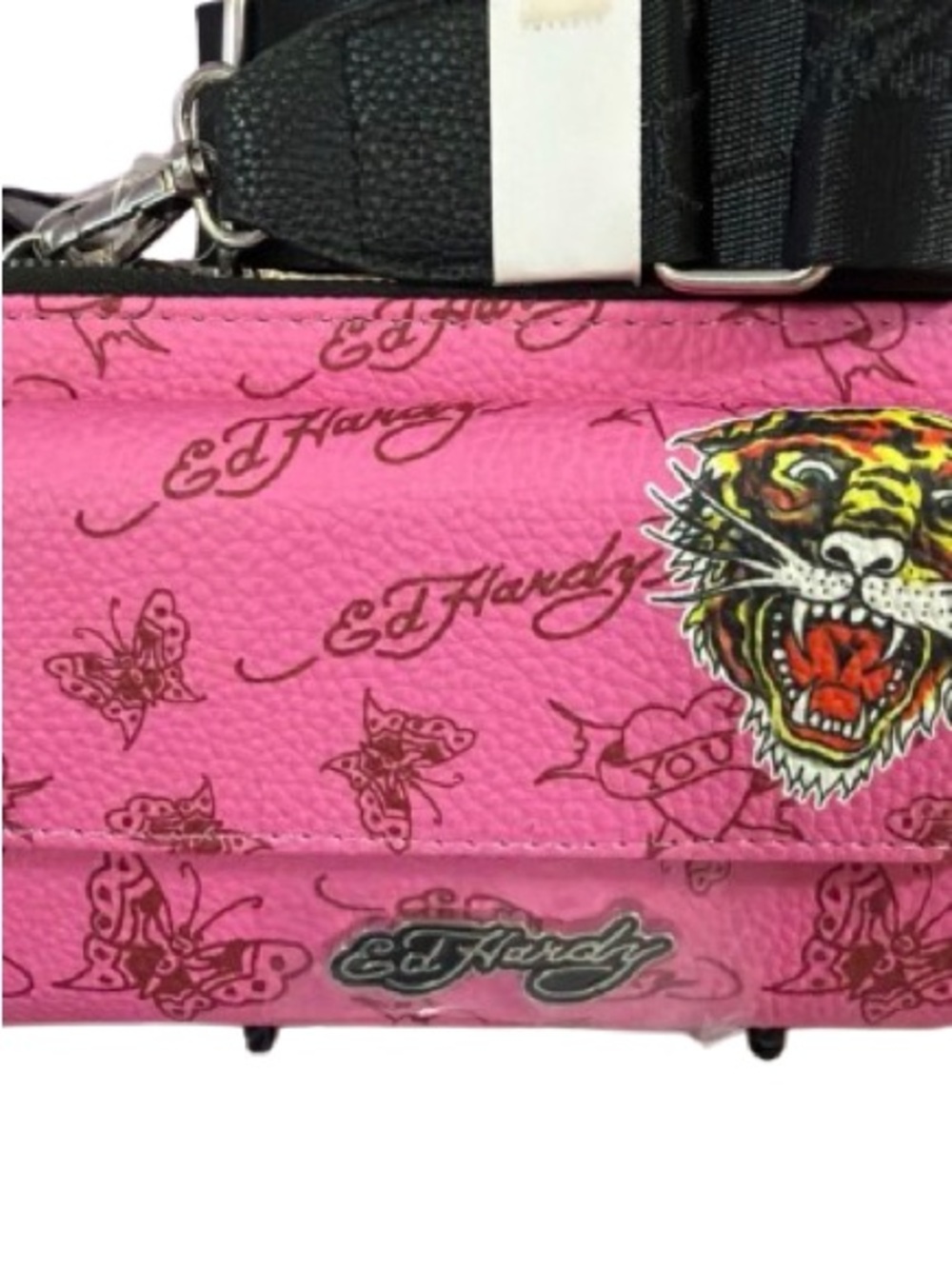 NWT Ed Hardy Pink Tiger Graphic Crossbody Shoulder Bag